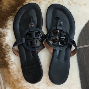 Black Leather Tory Burch Miller Sandal